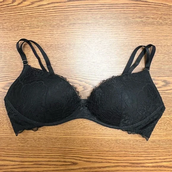 Victoria’s Secret Dream Angels Padded Lined No Wire Black Lace Bra 36B - Picture 1 of 8